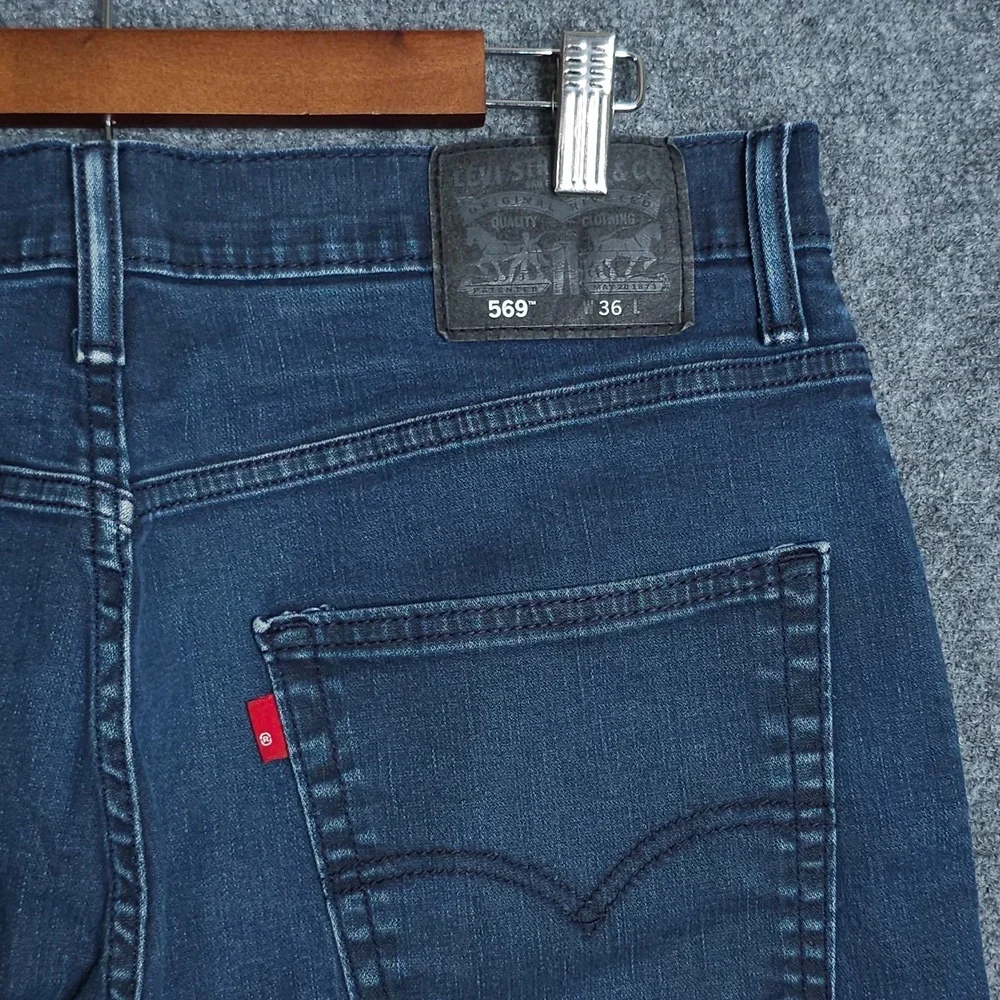 Levis 569 Shorts Mens 36 Blue Denim Loose Straight Jorts Baggy Skater Faded